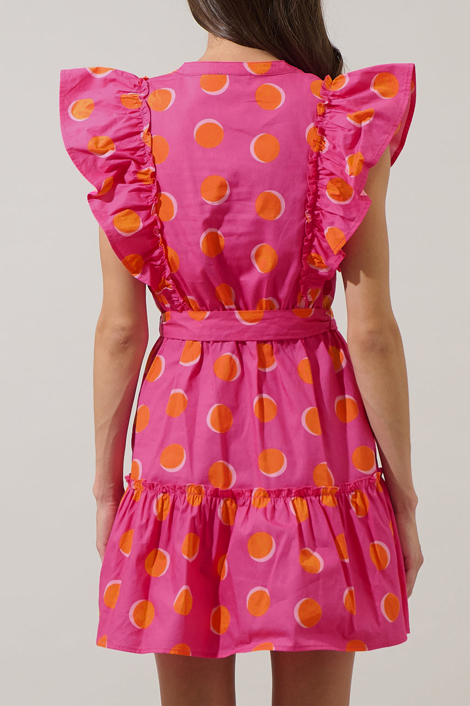 Casual Rose Polka Dot Dress for Women – Tie Waist A-Line - Detail View 5 Casual Rose Polka Dot Dress for Women – Tie Waist A-Line - Detail View 5