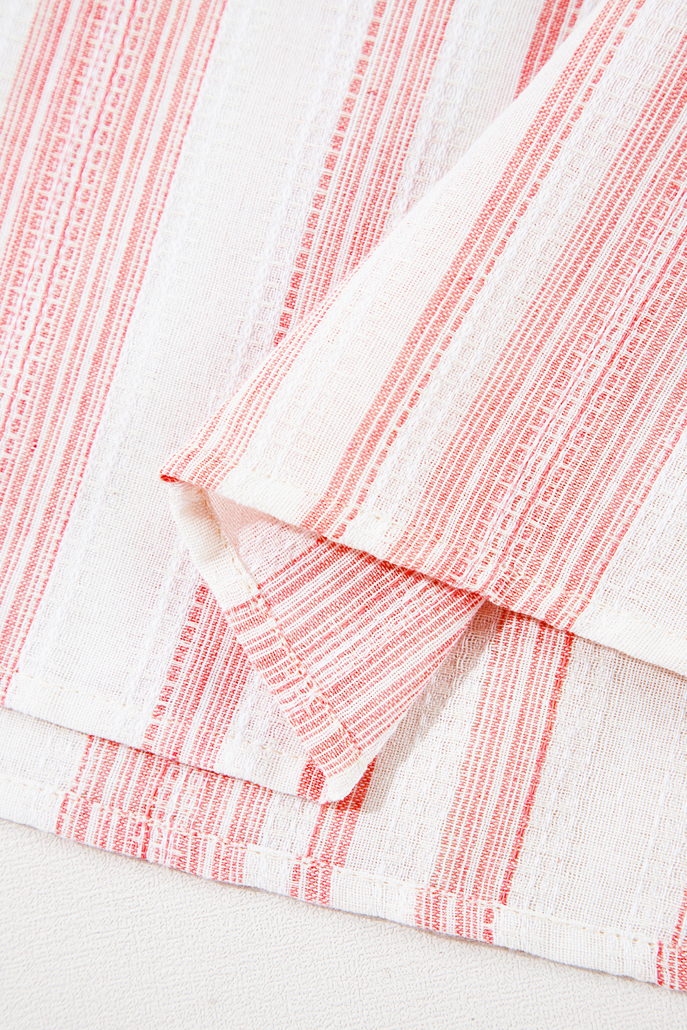 Plus Size Blouse, Pink Stripe, Tassel Tie, Short Sleeve, Puff Sleeves, Ruffled Detail, Casual Style, Feminine, Elegant, Summer Fashion, Daily Wear, Comfortable Top, Shift Silhouette, Trendy Design - Detail View 12 Plus Size Blouse, Pink Stripe, Tassel Tie, Short Sleeve, Puff Sleeves, Ruffled Detail, Casual Style, Feminine, Elegant, Summer Fashion, Daily Wear, Comfortable Top, Shift Silhouette, Trendy Design - Detail View 12
