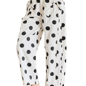 Women's Polka Dot Jeans – High Waist Denim with Bow Details - Main View