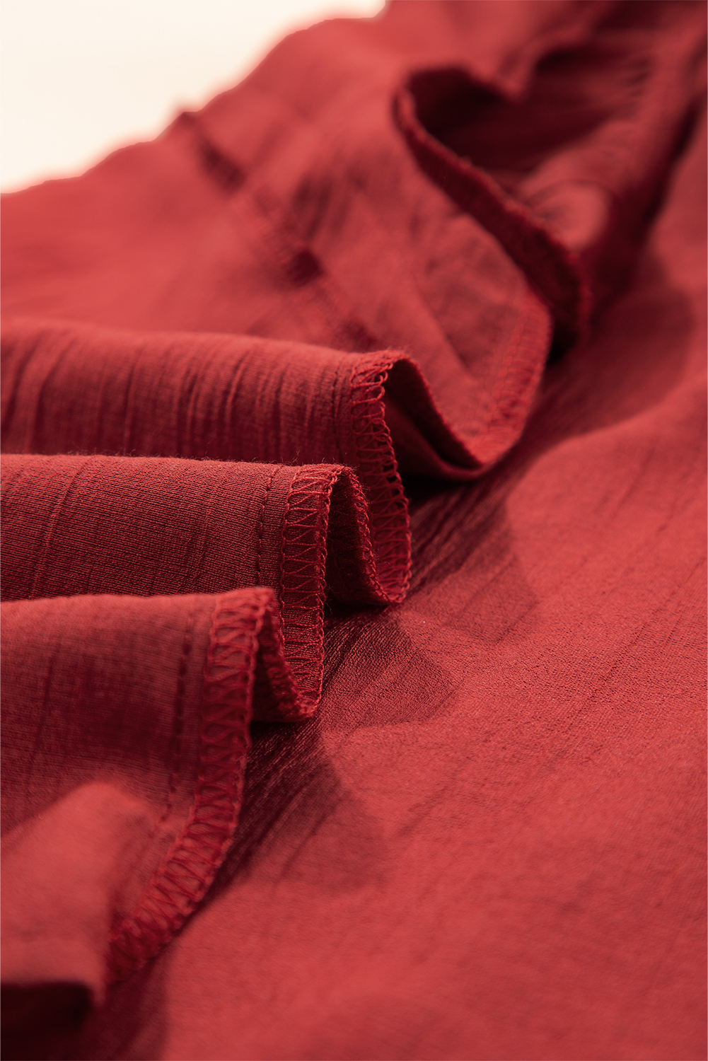 Chic and Versatile Red Dahlia Blouse with Pleated and Ruffle Accents - Detail View 10 Chic and Versatile Red Dahlia Blouse with Pleated and Ruffle Accents - Detail View 10