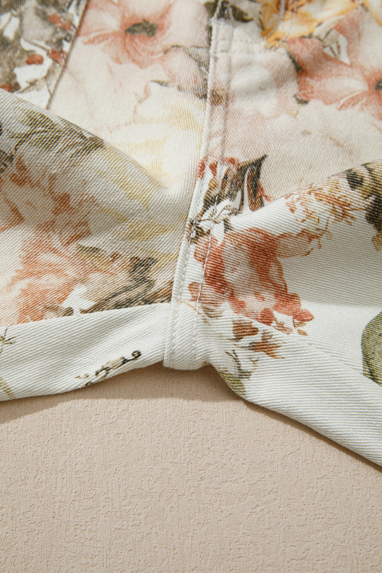 Chic Southern Belle Floral Wide Leg Denim for Women – High Waisted Beige Vintage Style Jeans, All Over Print - Detail View 11 Chic Southern Belle Floral Wide Leg Denim for Women – High Waisted Beige Vintage Style Jeans, All Over Print - Detail View 11