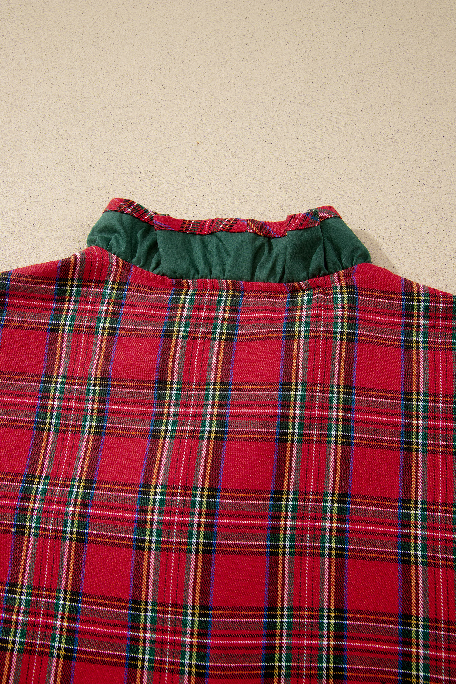 Holiday Plaid Button Up Shirt, Women's Ruffle Trim Top - Detail View 11 Holiday Plaid Button Up Shirt, Women's Ruffle Trim Top - Detail View 11