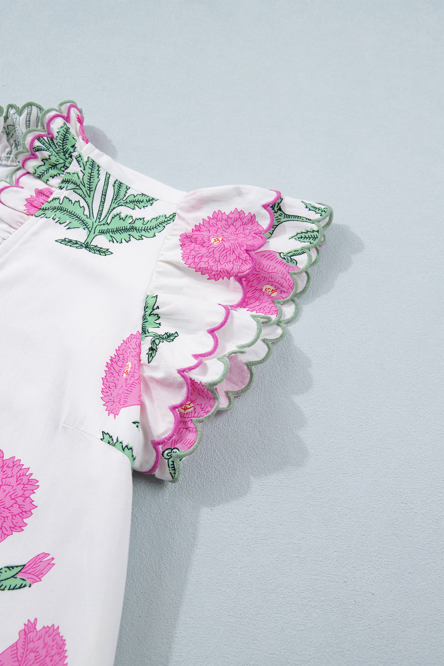 Southern Belle Floral Shift Dress – Short Sleeve Mini Dress with Scalloped Embroidery for Summer Days - Detail View 11 Southern Belle Floral Shift Dress – Short Sleeve Mini Dress with Scalloped Embroidery for Summer Days - Detail View 11
