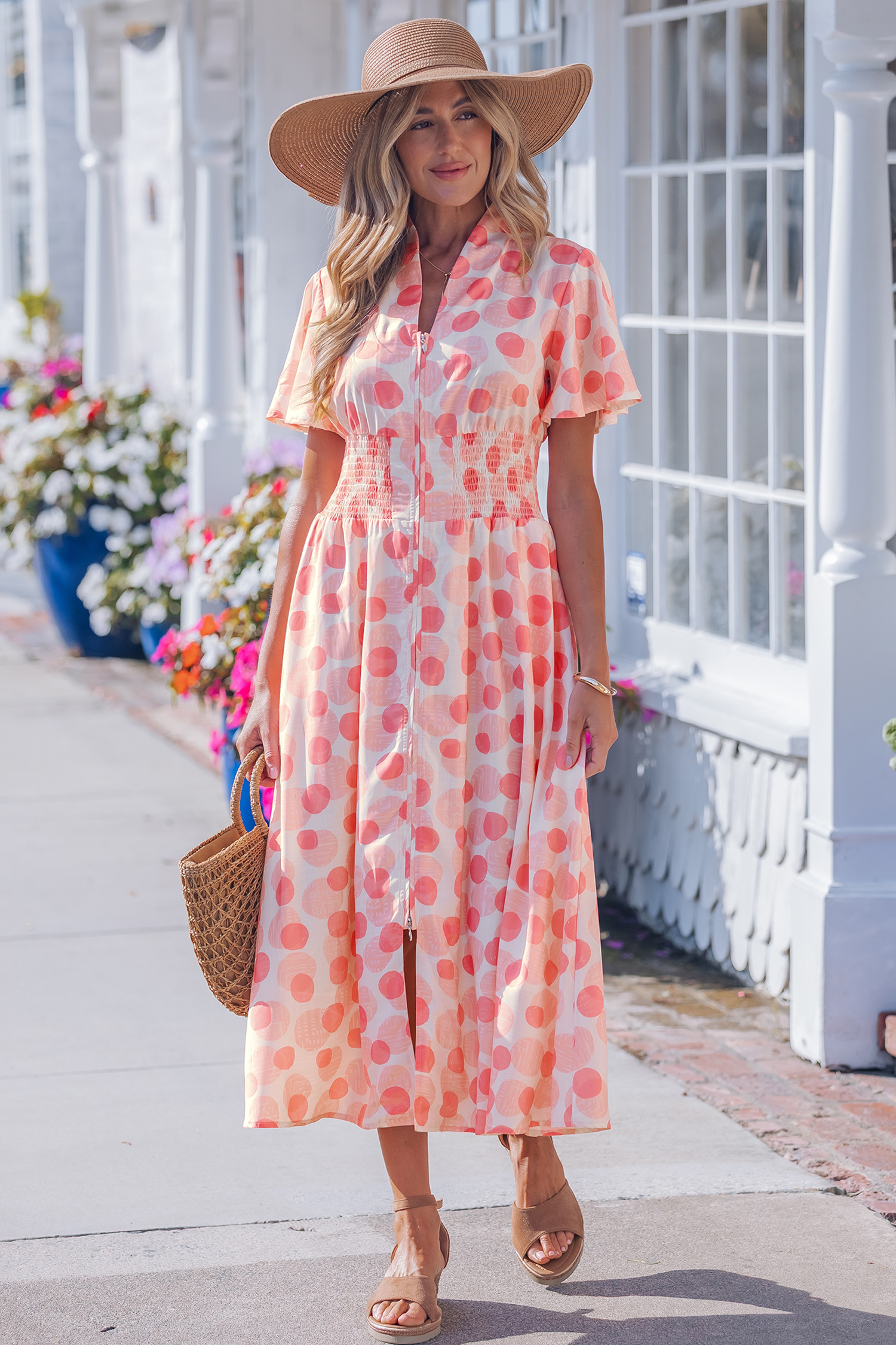 Elegant Women's Polka Dot Maxi Dress – Southern Belle Style High Waist Long Dress for Daily Wear - Detail View 6 Elegant Women's Polka Dot Maxi Dress – Southern Belle Style High Waist Long Dress for Daily Wear - Detail View 6