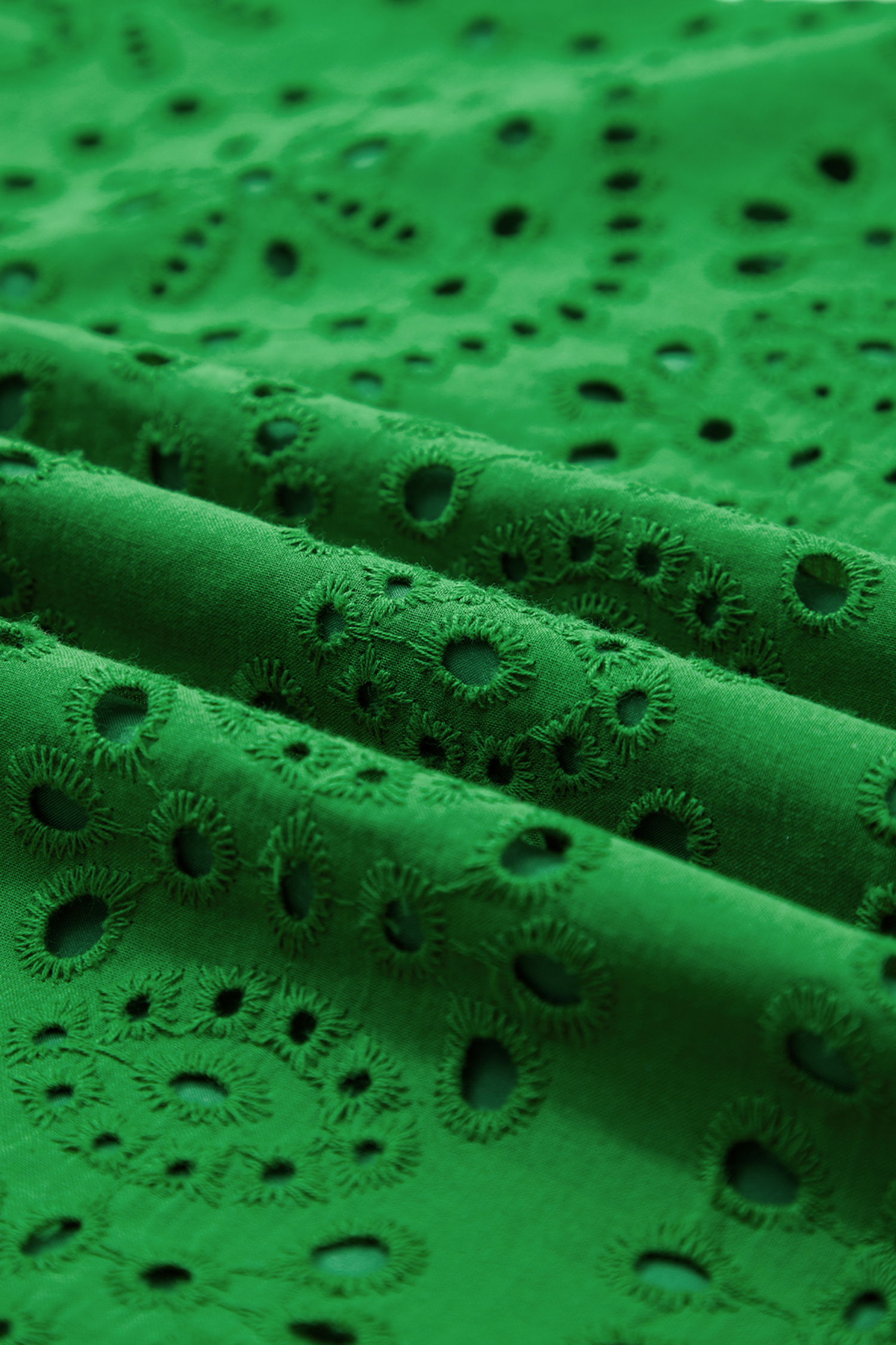 Chic Green Solid Mini Dress with Eyelet Embroidery – Ideal for Vacation and Daily Outings - Detail View 11 Chic Green Solid Mini Dress with Eyelet Embroidery – Ideal for Vacation and Daily Outings - Detail View 11