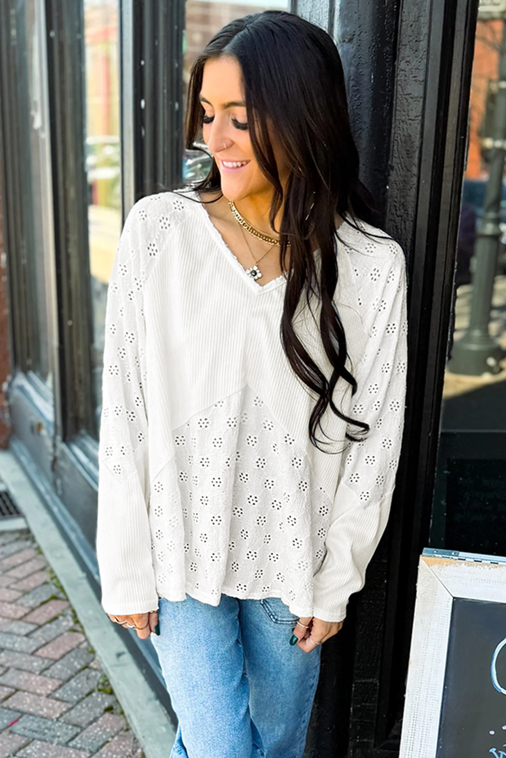 Comfortable and Stylish Women's V Neck Top - Perfect for Daily Wear - Detail View 3 Comfortable and Stylish Women's V Neck Top - Perfect for Daily Wear - Detail View 3