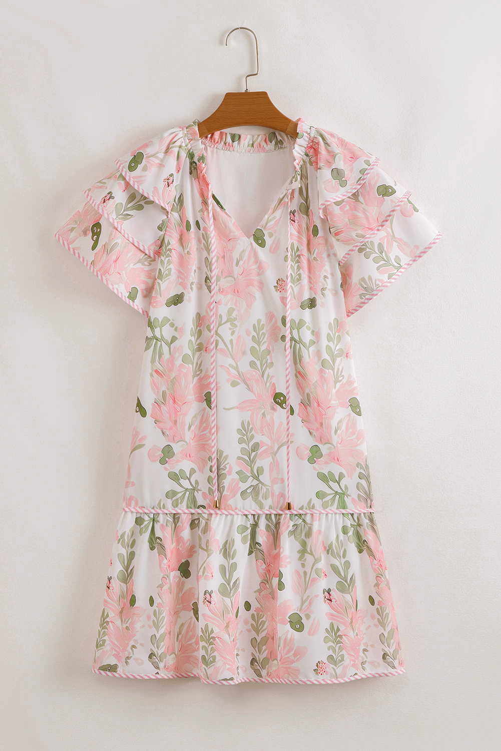 Women's Daily Floral Dress, Cute Ruffle Sleeve Casual Mini - Detail View 6 Women's Daily Floral Dress, Cute Ruffle Sleeve Casual Mini - Detail View 6