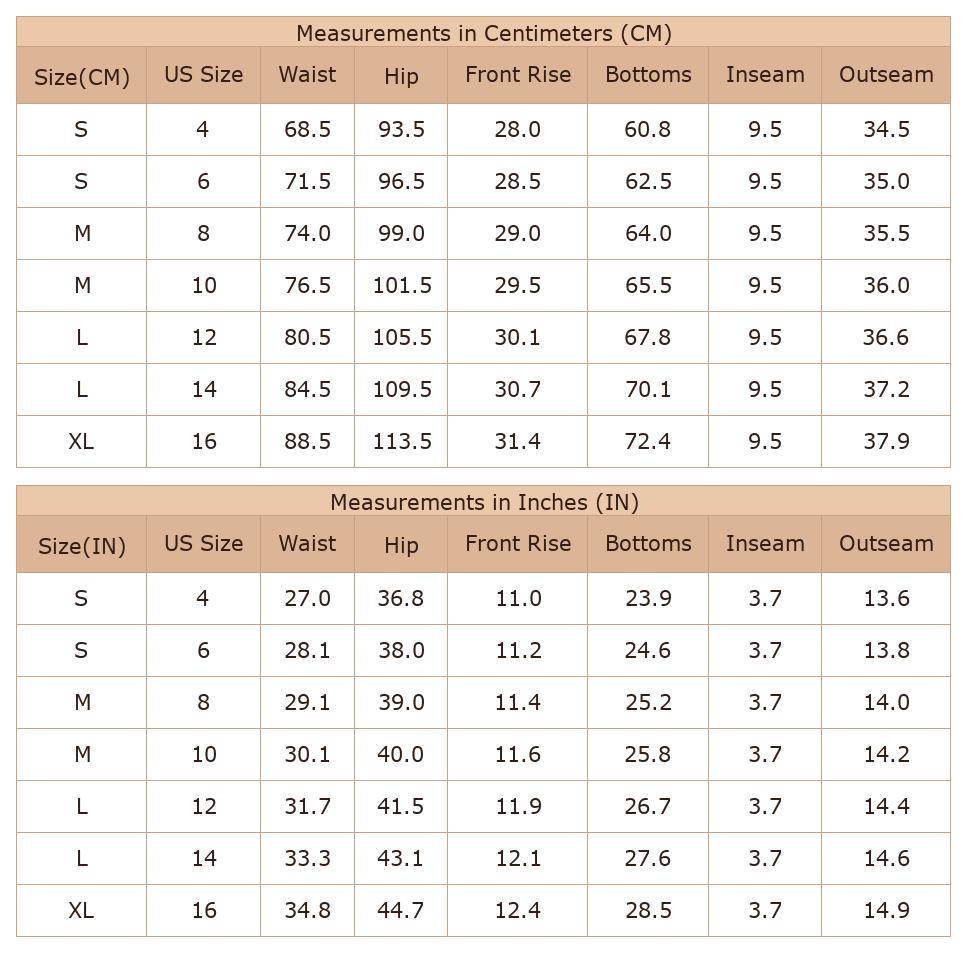 Women's Denim Shorts, Casual High Waist Khaki Daily - Size Chart & Details Women's Denim Shorts, Casual High Waist Khaki Daily - Size Chart & Details