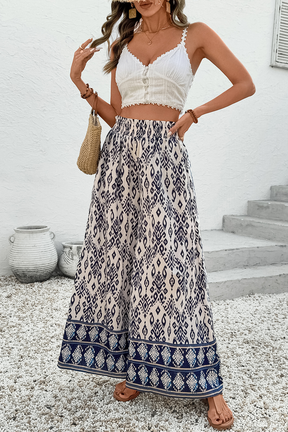 Stylish Bohemian High Waist Wide Leg Pants - Perfect for Vacation and Daily Wear - Detail View 6 Stylish Bohemian High Waist Wide Leg Pants - Perfect for Vacation and Daily Wear - Detail View 6