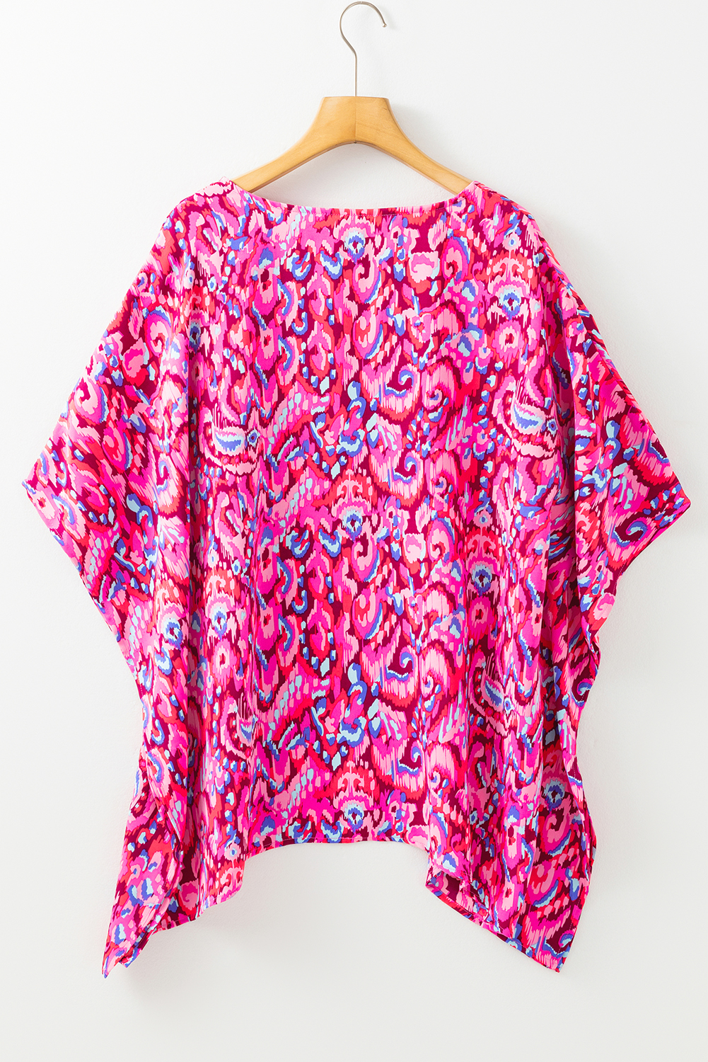 Women's Blouse, Pink Abstract Print, V Neck, Half Sleeve, Loose Fit, Casual Wear, Semi-Formal, Bohemian Style, Comfortable, Summer Fashion, Vacation Outfit, Tops & Shirts - Detail View 4 Women's Blouse, Pink Abstract Print, V Neck, Half Sleeve, Loose Fit, Casual Wear, Semi-Formal, Bohemian Style, Comfortable, Summer Fashion, Vacation Outfit, Tops & Shirts - Detail View 4