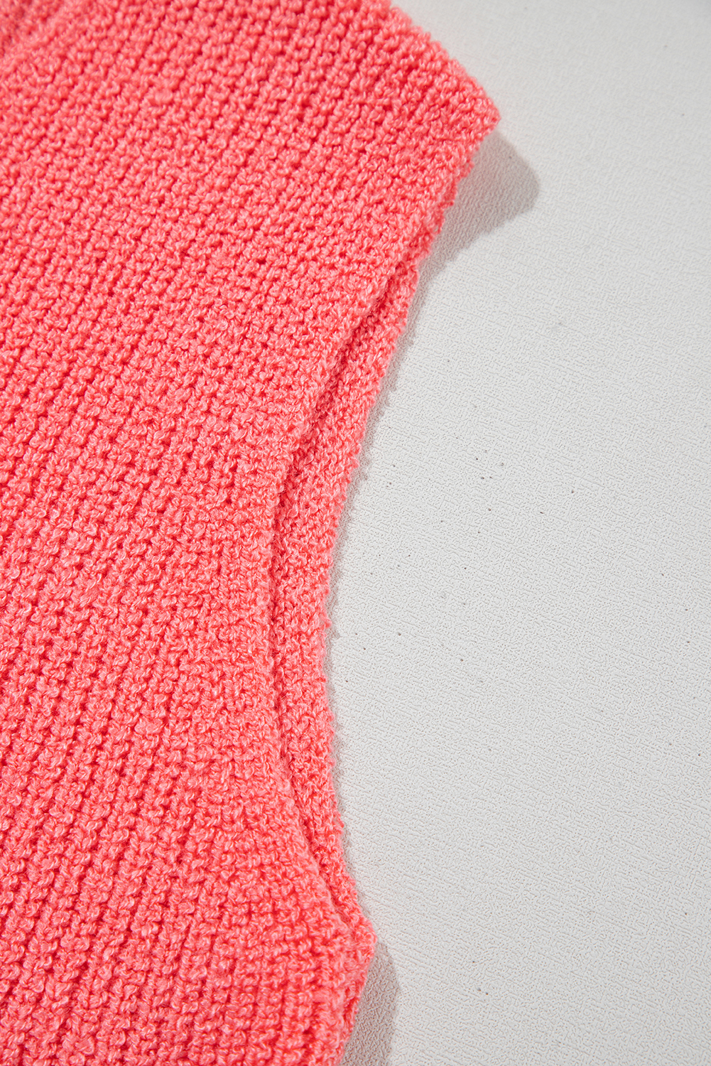 Women's Tomato Red Sweater Vest, Sleeveless V Neck Knit Top - Detail View 10 Women's Tomato Red Sweater Vest, Sleeveless V Neck Knit Top - Detail View 10