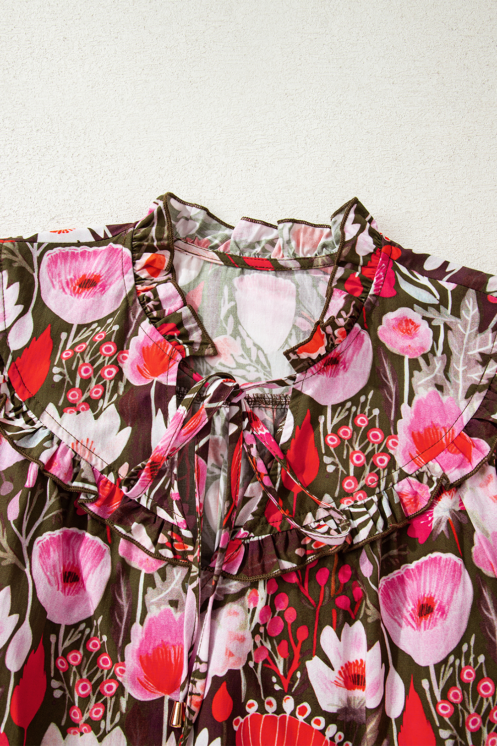 Elegant Casual V Neck Blouse with Knot Detail - Perfect for Spring - Detail View 6 Elegant Casual V Neck Blouse with Knot Detail - Perfect for Spring - Detail View 6