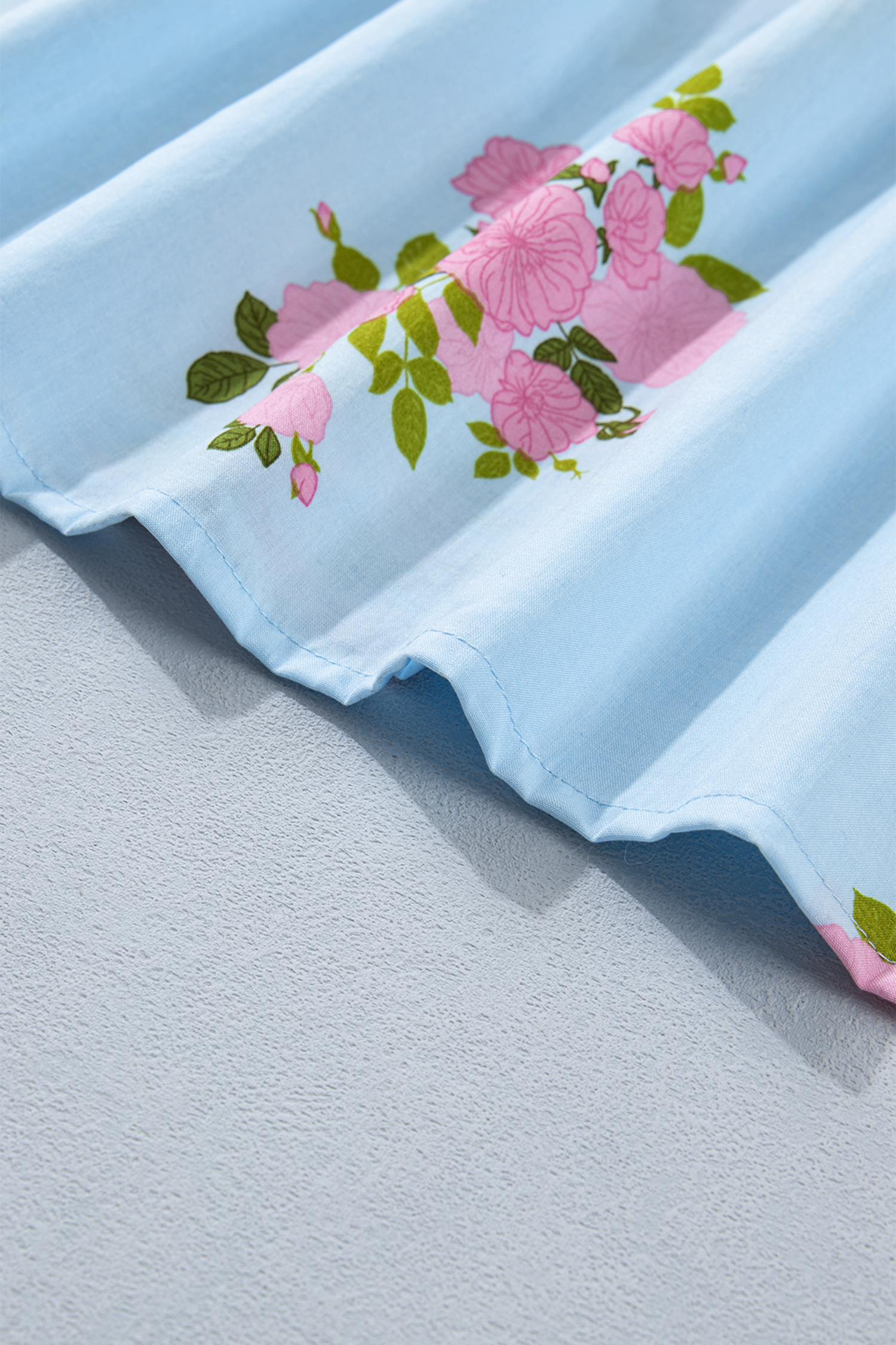 Women's Southern Belle Floral Maxi Dress – Sky Blue V-Neck Short Sleeve Long Dress for Easter & Holidays - Detail View 15 Women's Southern Belle Floral Maxi Dress – Sky Blue V-Neck Short Sleeve Long Dress for Easter & Holidays - Detail View 15