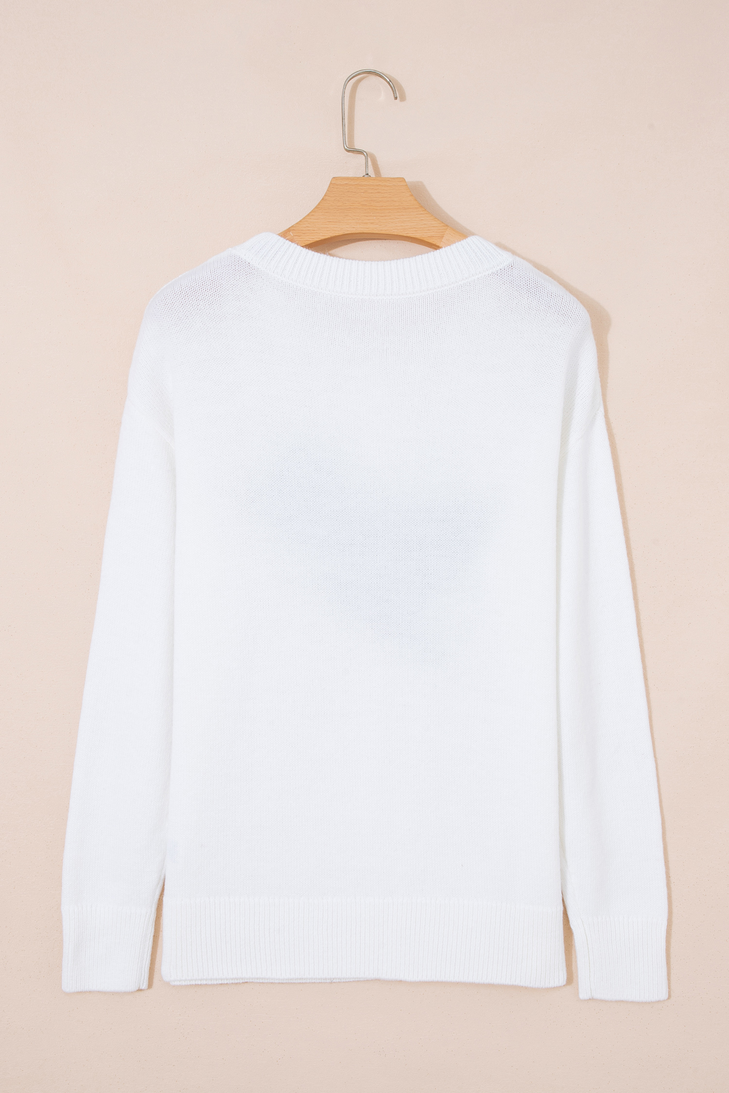 White Long Sleeve Knit Top, Country Style Duck Pattern - Detail View 8 White Long Sleeve Knit Top, Country Style Duck Pattern - Detail View 8
