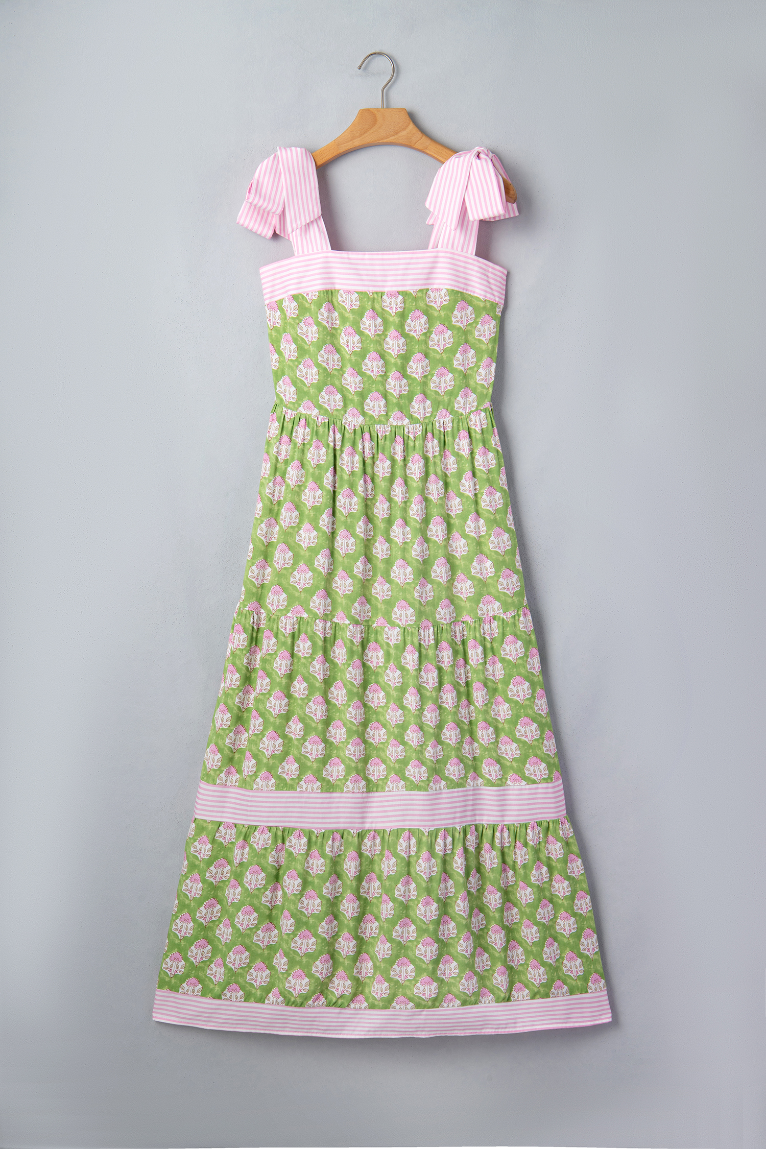 Boho Beach Vacation Maxi Dress – Women's Sleeveless Green Floral Dress for Wedding Guest Outfits - Detail View 6 Boho Beach Vacation Maxi Dress – Women's Sleeveless Green Floral Dress for Wedding Guest Outfits - Detail View 6