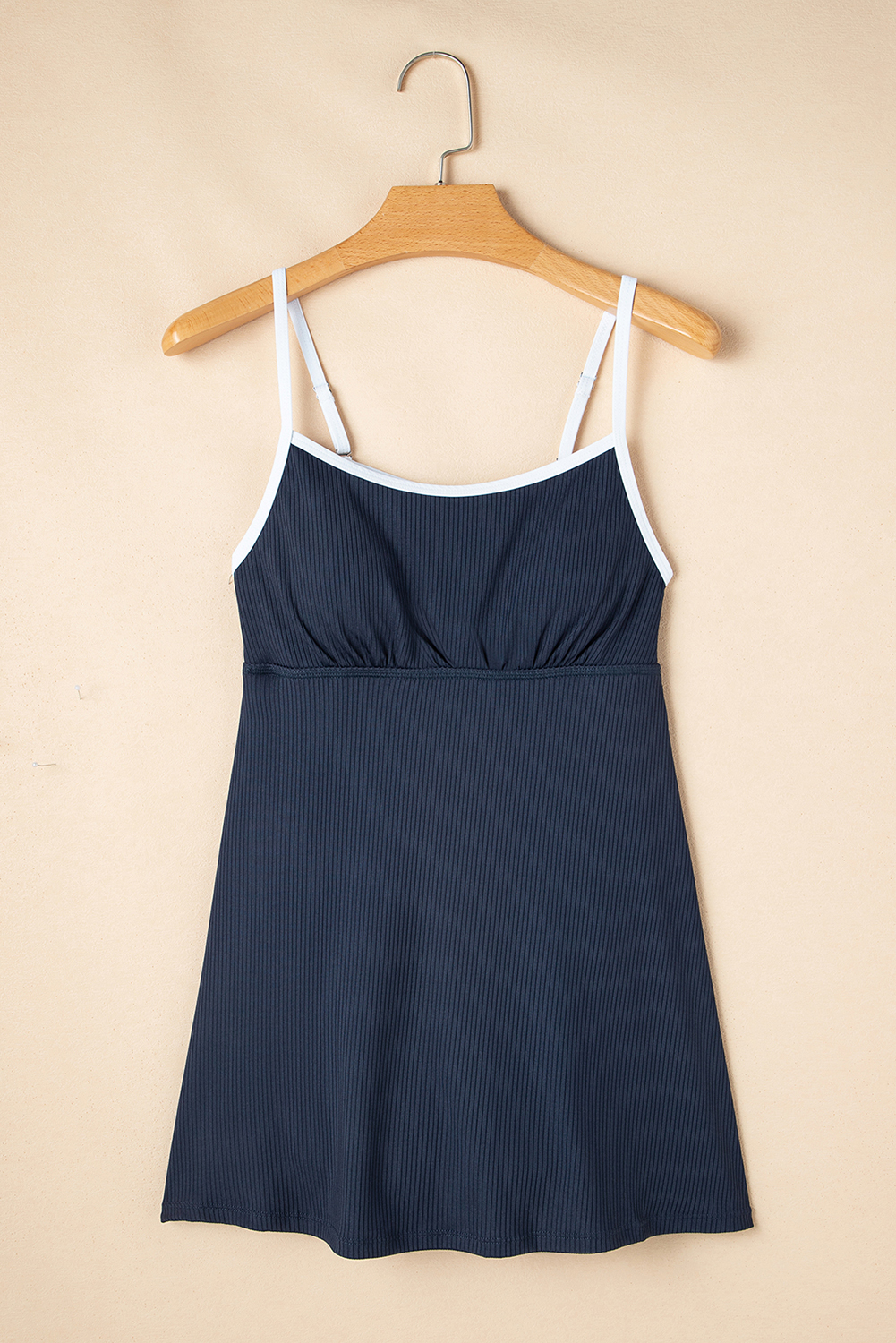 Active Women's Navy Blue Color Block Swim Dress – High Waist Padded Style for Pool Days - Detail View 2 Active Women's Navy Blue Color Block Swim Dress – High Waist Padded Style for Pool Days - Detail View 2