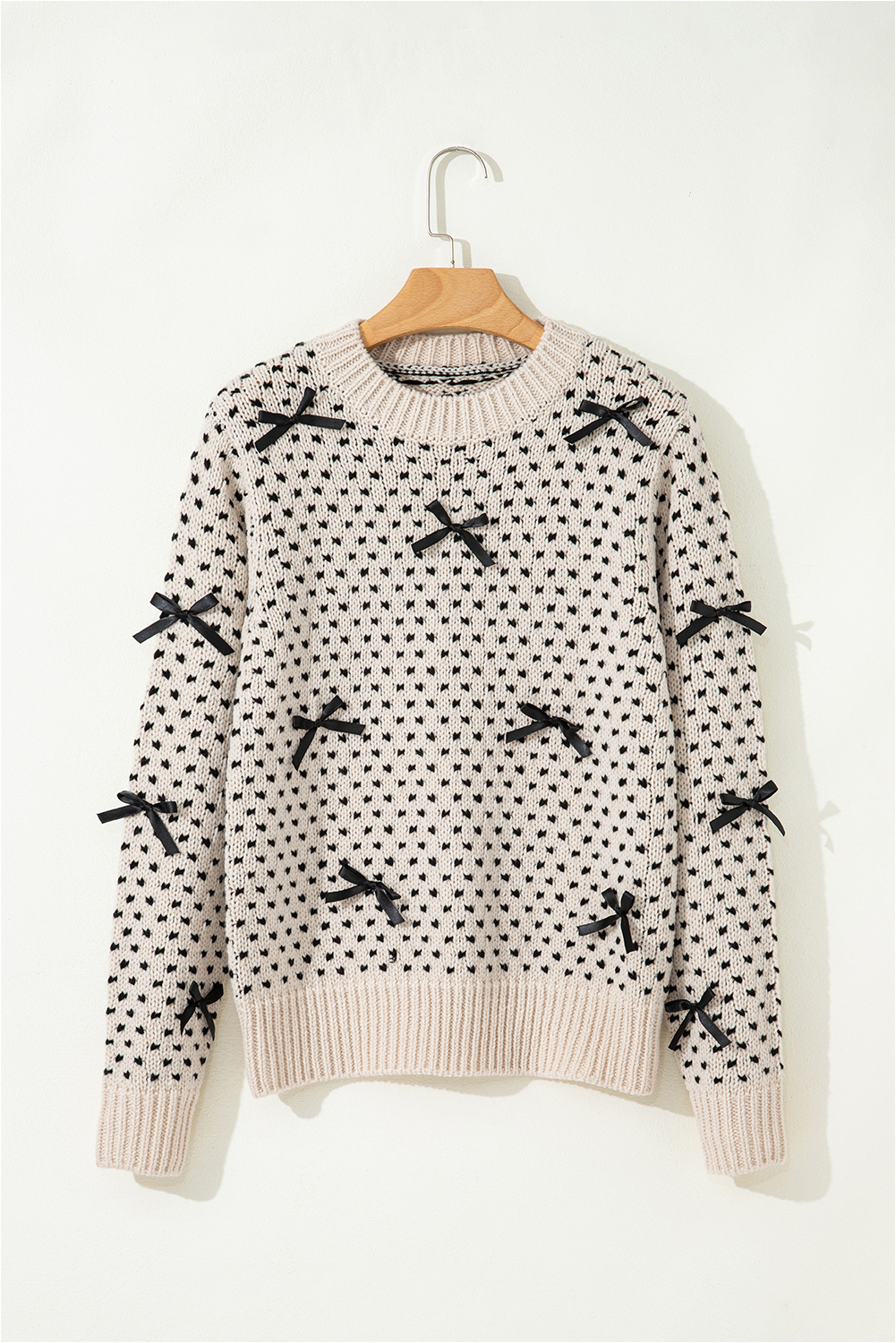 Casual Floral Pattern Contrast Edge Sweater - Women's Round Neck Top - Detail View 7 Casual Floral Pattern Contrast Edge Sweater - Women's Round Neck Top - Detail View 7