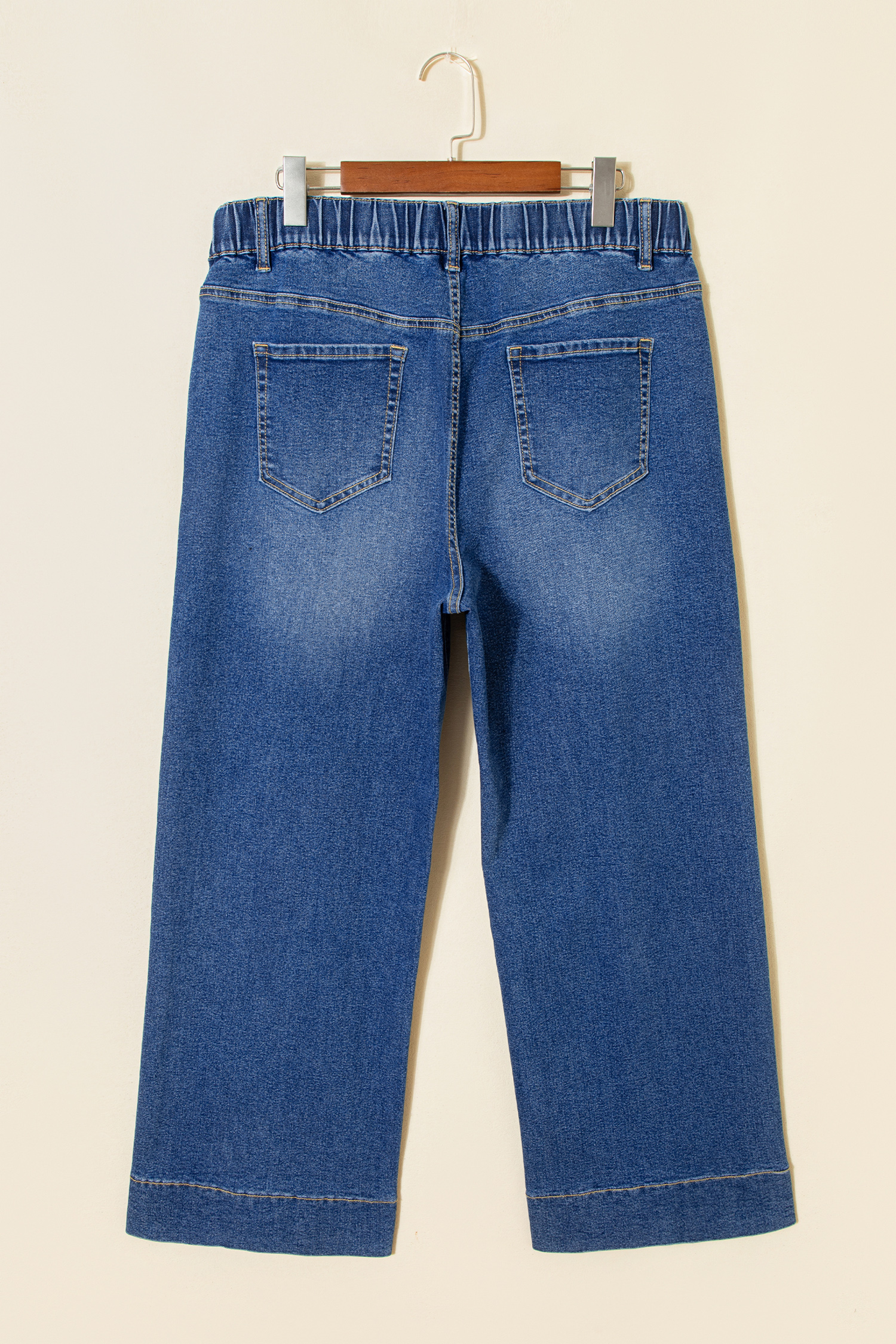 Stylish Dark Blue Acid Wash Plus Size Jeans – Lace-up Detail for Trendy Casual Outfits - Detail View 5 Stylish Dark Blue Acid Wash Plus Size Jeans – Lace-up Detail for Trendy Casual Outfits - Detail View 5