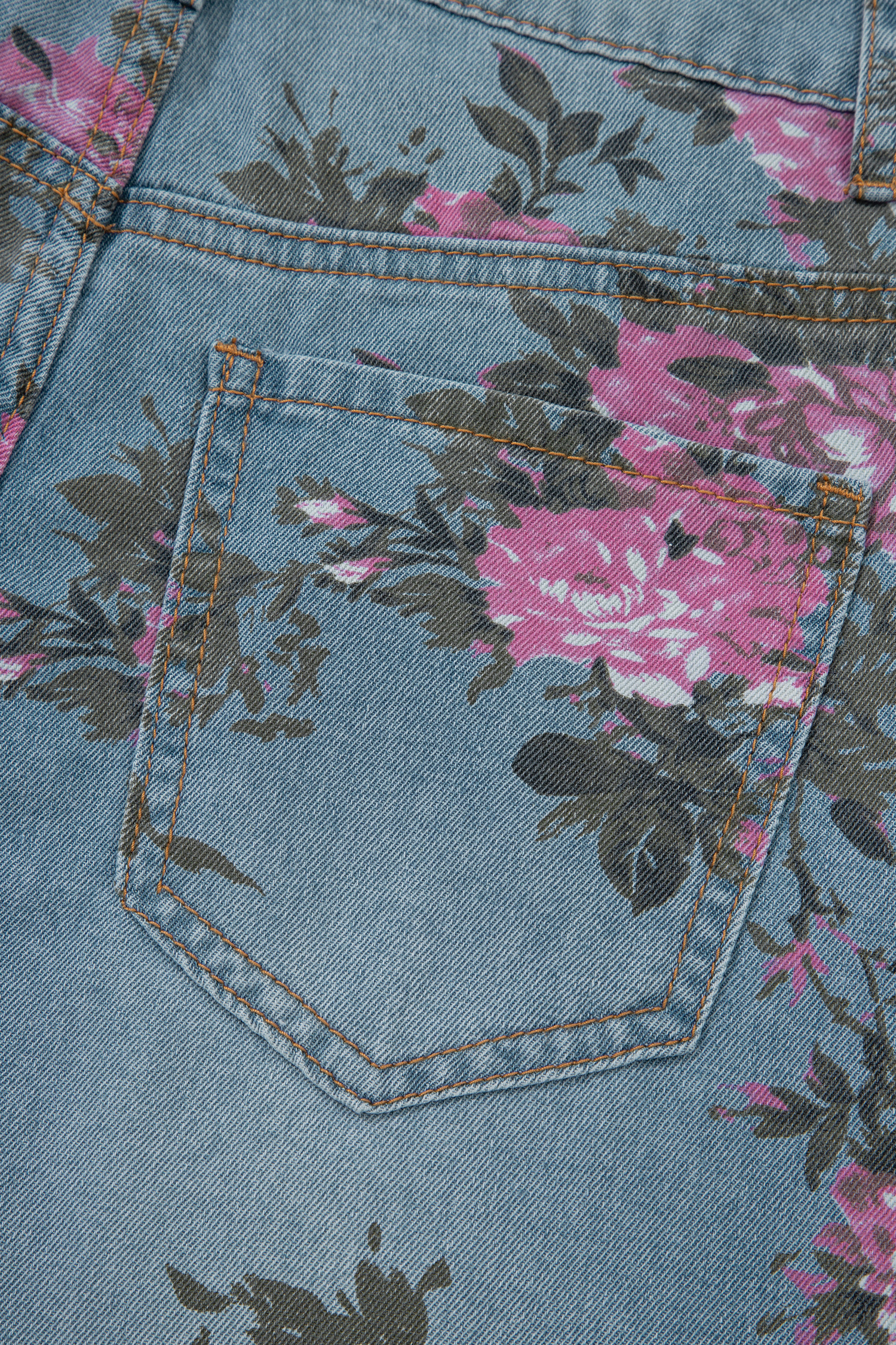 Sky Blue Floral Print Bootcut Jeans for Women – Casual All-Season Denim with Natural Waist - Detail View 10 Sky Blue Floral Print Bootcut Jeans for Women – Casual All-Season Denim with Natural Waist - Detail View 10