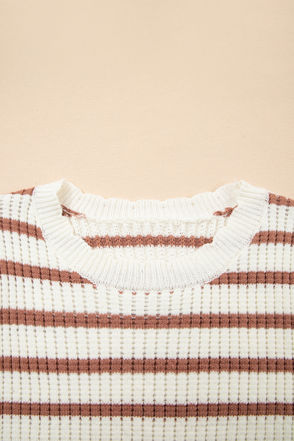 Flattering Fit Khaki Stripe Sweater - Perfect for Warm Weather Outfits - Detail View 7 Flattering Fit Khaki Stripe Sweater - Perfect for Warm Weather Outfits - Detail View 7