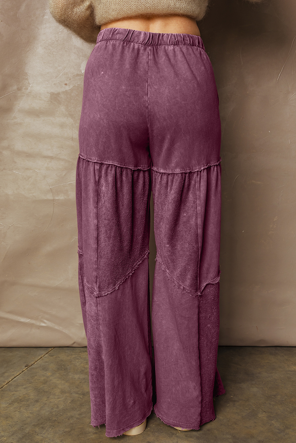 Chic Wild Ginger Tiered Wide Leg Pants for Women – Relaxed Fit Patchwork Design for Autumn Days - Detail View 2 Chic Wild Ginger Tiered Wide Leg Pants for Women – Relaxed Fit Patchwork Design for Autumn Days - Detail View 2