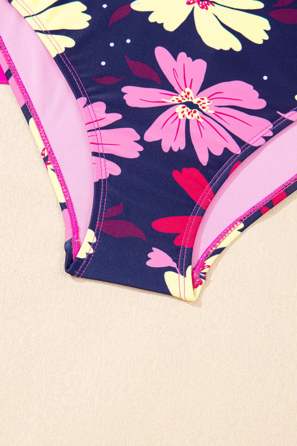 Women's Rose Red Floral Print Tie Shoulder Tankini Set for Beach Days - Detail View 17 Women's Rose Red Floral Print Tie Shoulder Tankini Set for Beach Days - Detail View 17