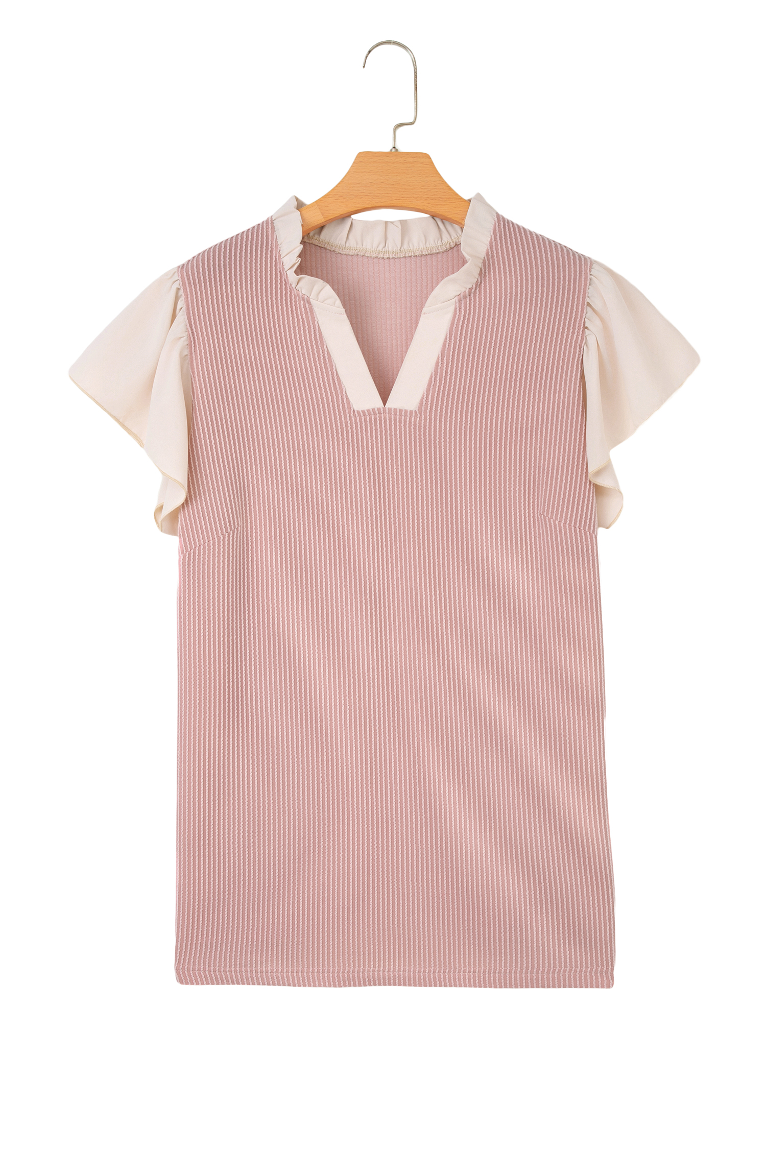 Women's Plus Size Frilled Neckline Blouse in Fushia – Trendy Short Sleeve Top for Summer - Detail View 12 Women's Plus Size Frilled Neckline Blouse in Fushia – Trendy Short Sleeve Top for Summer - Detail View 12