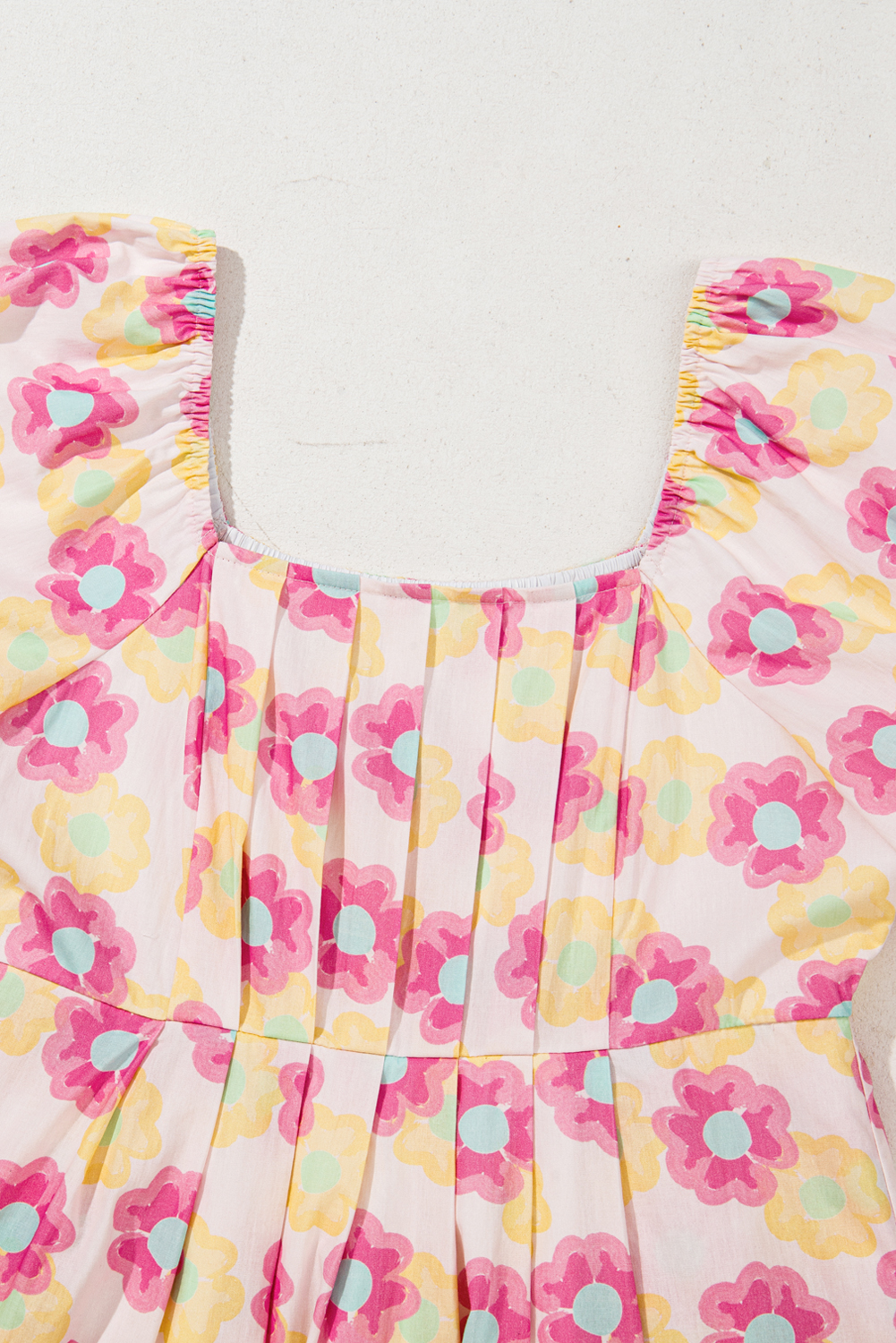 Women's Dress, Rose Floral, Square Neck, Puff Sleeve, Pleated Design, Flared Midi Dress, Summer Fashion, Elegant, High Waist, Outdoor Wear, Daily Wear, Vacation Outfit, Vintage Floral Print, Country Style - Detail View 16 Women's Dress, Rose Floral, Square Neck, Puff Sleeve, Pleated Design, Flared Midi Dress, Summer Fashion, Elegant, High Waist, Outdoor Wear, Daily Wear, Vacation Outfit, Vintage Floral Print, Country Style - Detail View 16