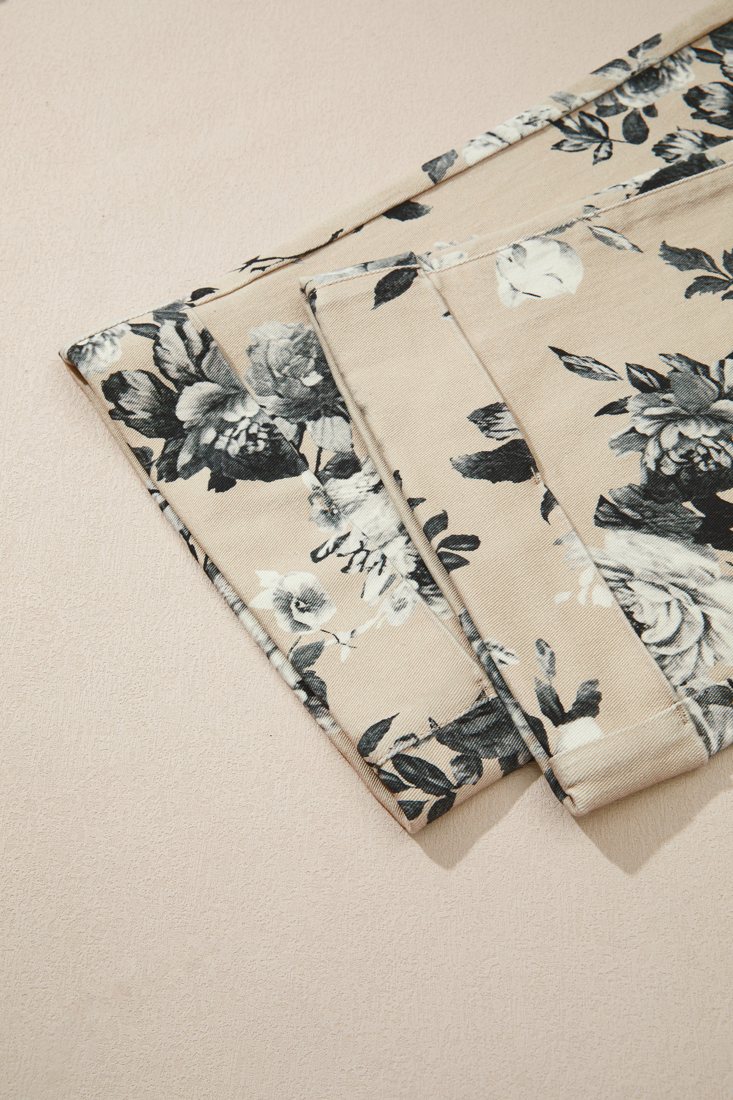 Chic Floral Print Women's Denim Jeans - Retro Loose Fit High Waist Pants, Gift for Her - Detail View 12 Chic Floral Print Women's Denim Jeans - Retro Loose Fit High Waist Pants, Gift for Her - Detail View 12