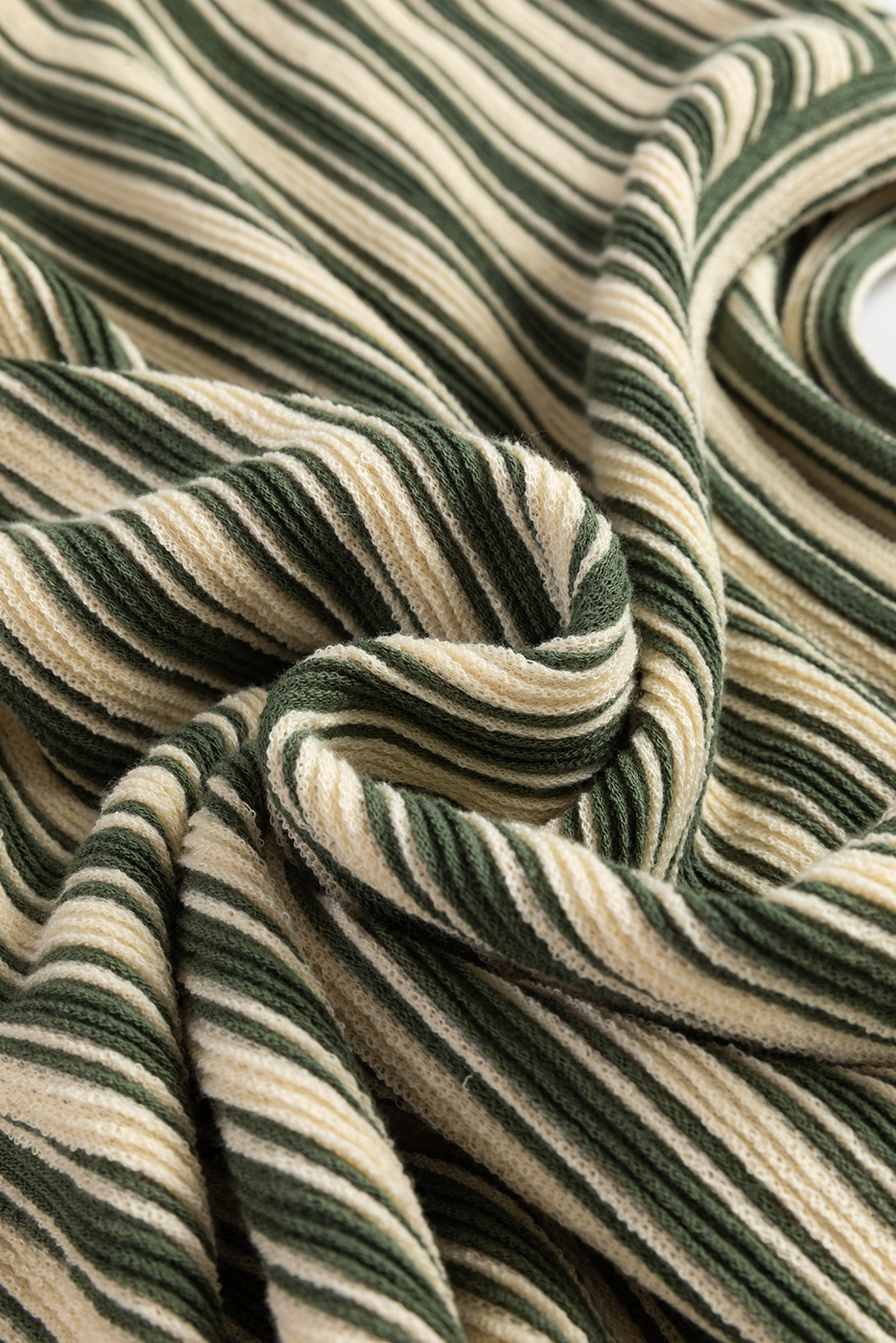 Casual Dolman Sleeve Green Stripe T-Shirt - Unique Textured Fabric - Detail View 10 Casual Dolman Sleeve Green Stripe T-Shirt - Unique Textured Fabric - Detail View 10