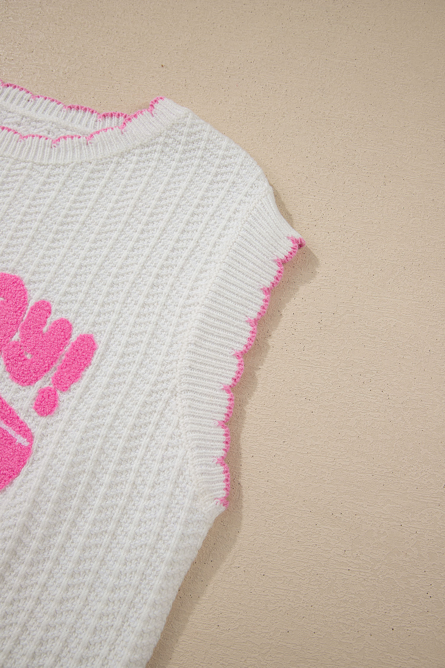 Women's Textured Rugby Knit Vest – Casual Game Day Top - Detail View 10 Women's Textured Rugby Knit Vest – Casual Game Day Top - Detail View 10