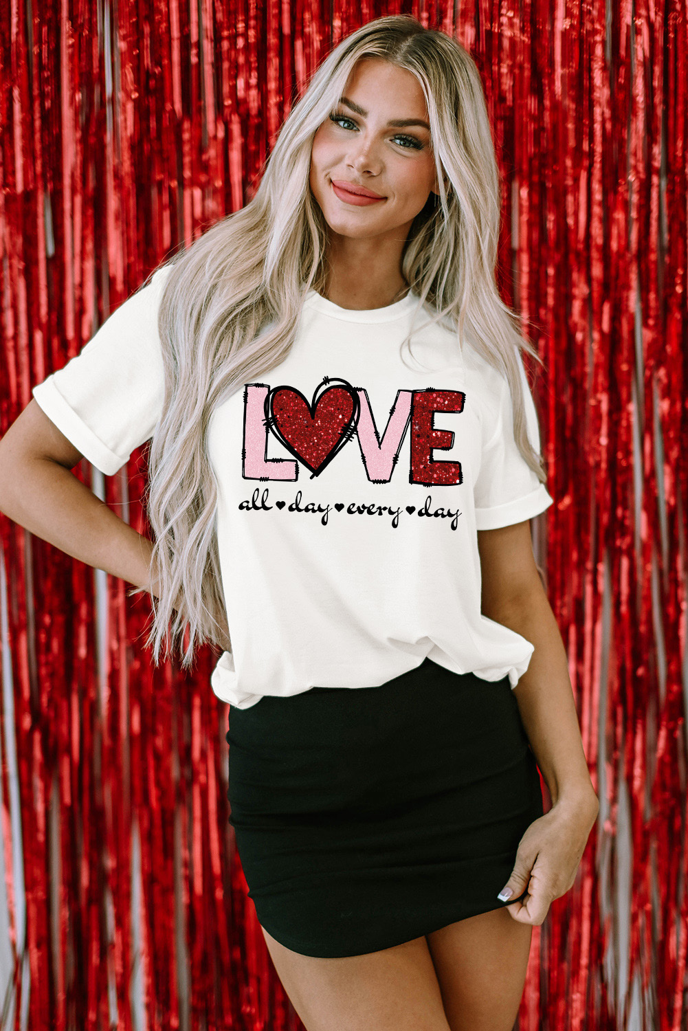 Relaxed Fit Love Graphic Tee - Perfect for Everyday Wear & Celebrating Love - Detail View 3 Relaxed Fit Love Graphic Tee - Perfect for Everyday Wear & Celebrating Love - Detail View 3
