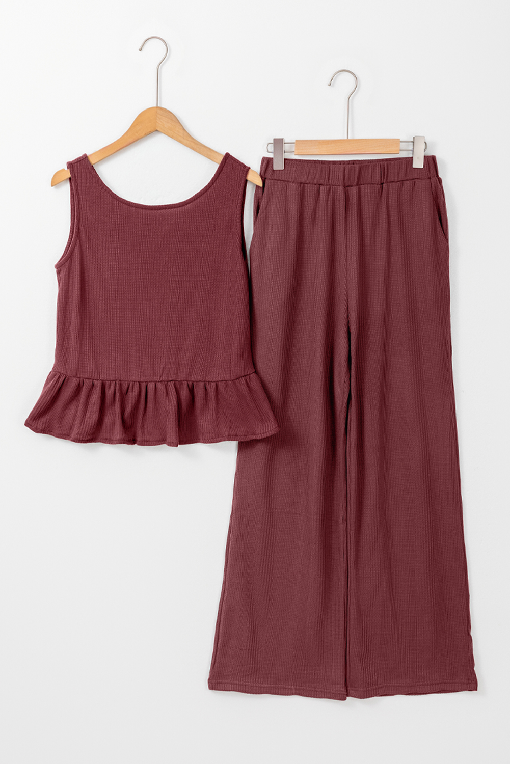 Chic and Comfortable Solid Color Ribbed Lounge Set for Daily Wear - Perfect for Summer - Detail View 7 Chic and Comfortable Solid Color Ribbed Lounge Set for Daily Wear - Perfect for Summer - Detail View 7