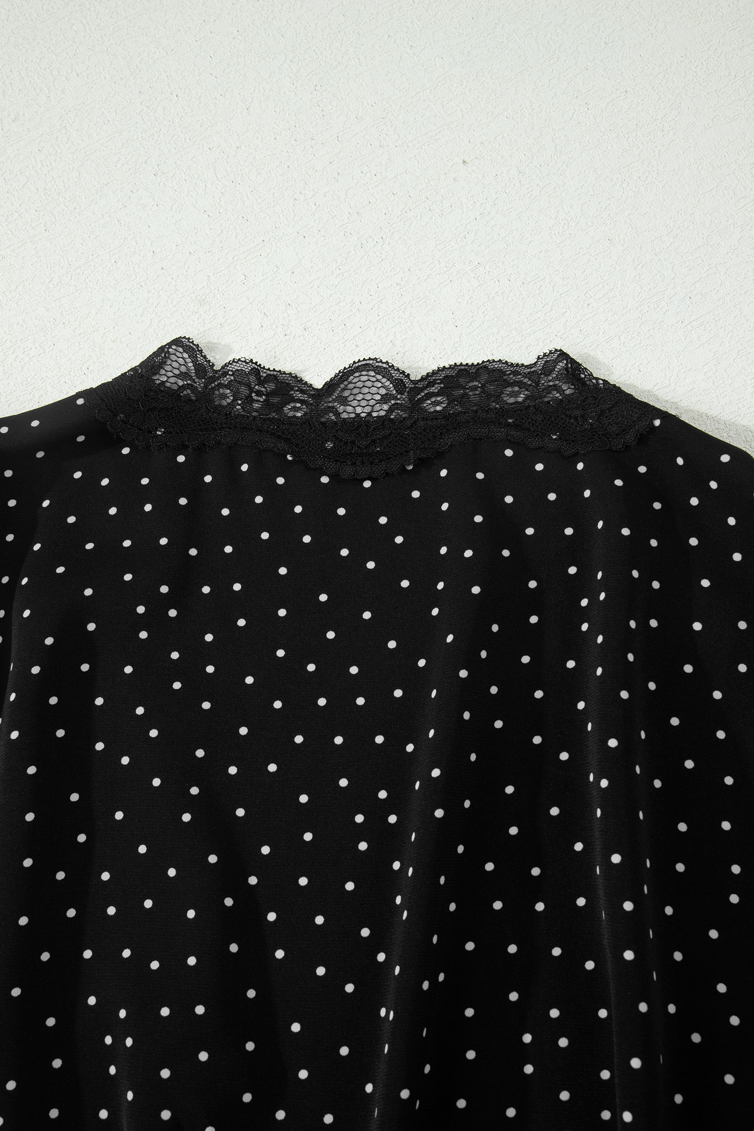 Chic Polka Dot Wrap Dress for Women – Lace Trim V-Neck Mini Dress, Feminine Night Out Outfit - Detail View 11 Chic Polka Dot Wrap Dress for Women – Lace Trim V-Neck Mini Dress, Feminine Night Out Outfit - Detail View 11