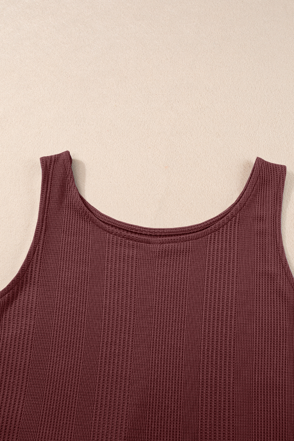 Women's Red Dahlia Ribbed Ruffle Tank Top and High Waist Pants Set - Casual Loungewear - Detail View 17 Women's Red Dahlia Ribbed Ruffle Tank Top and High Waist Pants Set - Casual Loungewear - Detail View 17