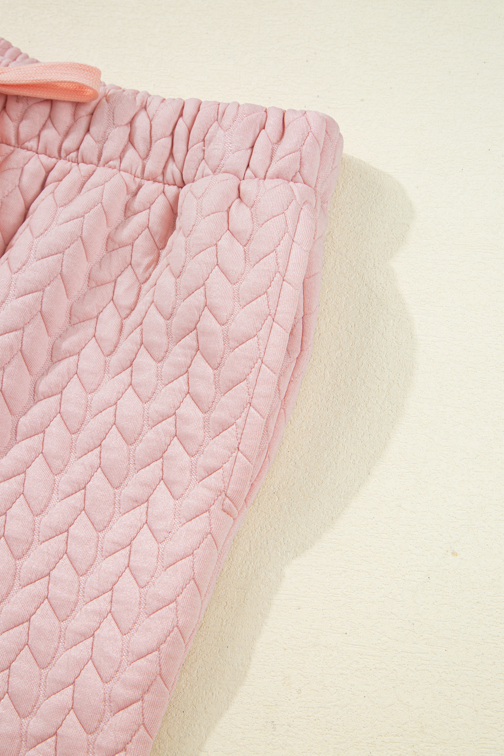 Women's Textured Ruffle Top Set, Casual Pink Lounge Outfit - Detail View 13 Women's Textured Ruffle Top Set, Casual Pink Lounge Outfit - Detail View 13