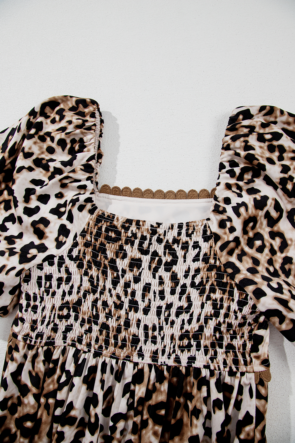 Elegant Long Leopard Print Dress - Flattering Square Neck & Pocket Design - Detail View 11 Elegant Long Leopard Print Dress - Flattering Square Neck & Pocket Design - Detail View 11