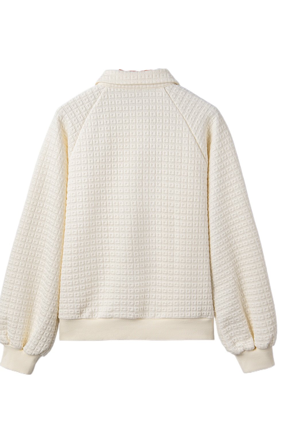 Women's Beige Textured Half-Button Collared Sweatshirt – Casual Long-Sleeve Layer for Everyday Comfort - Main View Women's Beige Textured Half-Button Collared Sweatshirt – Casual Long-Sleeve Layer for Everyday Comfort - Main View