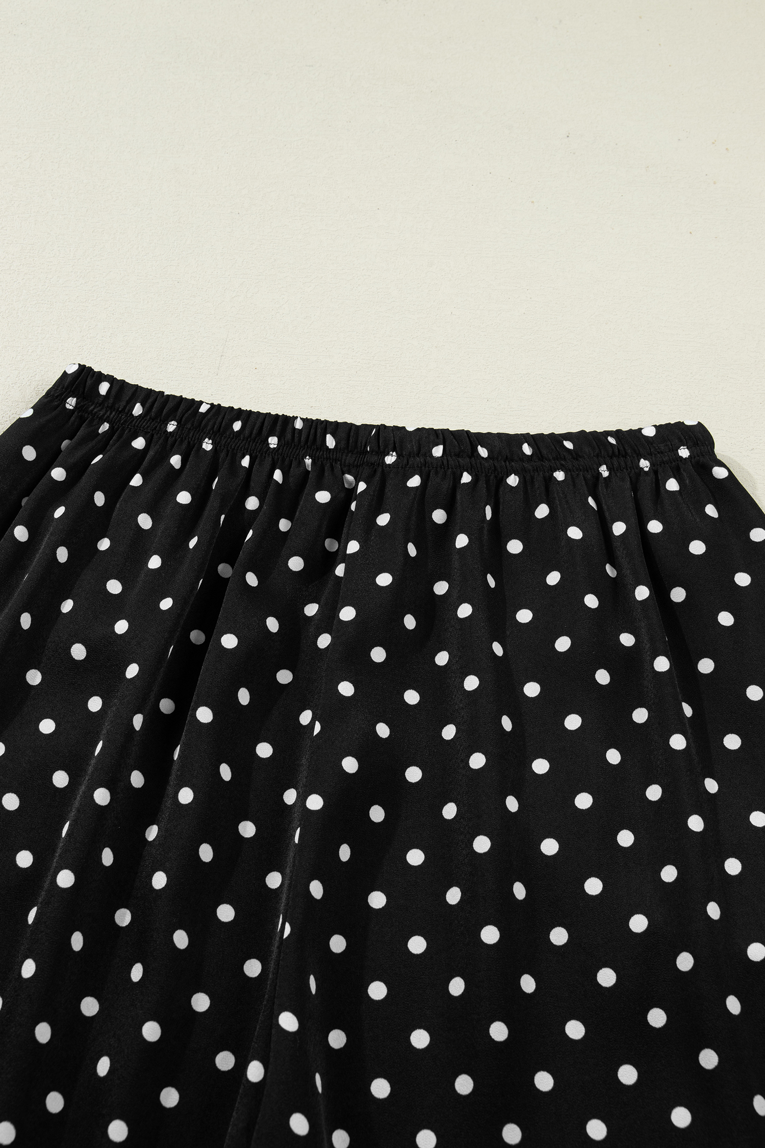 Elastic Waist Polka Dot Pants for Women – Comfortable Shift Silhouette Trousers with Delicate Lace Hem Detail - Detail View 14 Elastic Waist Polka Dot Pants for Women – Comfortable Shift Silhouette Trousers with Delicate Lace Hem Detail - Detail View 14