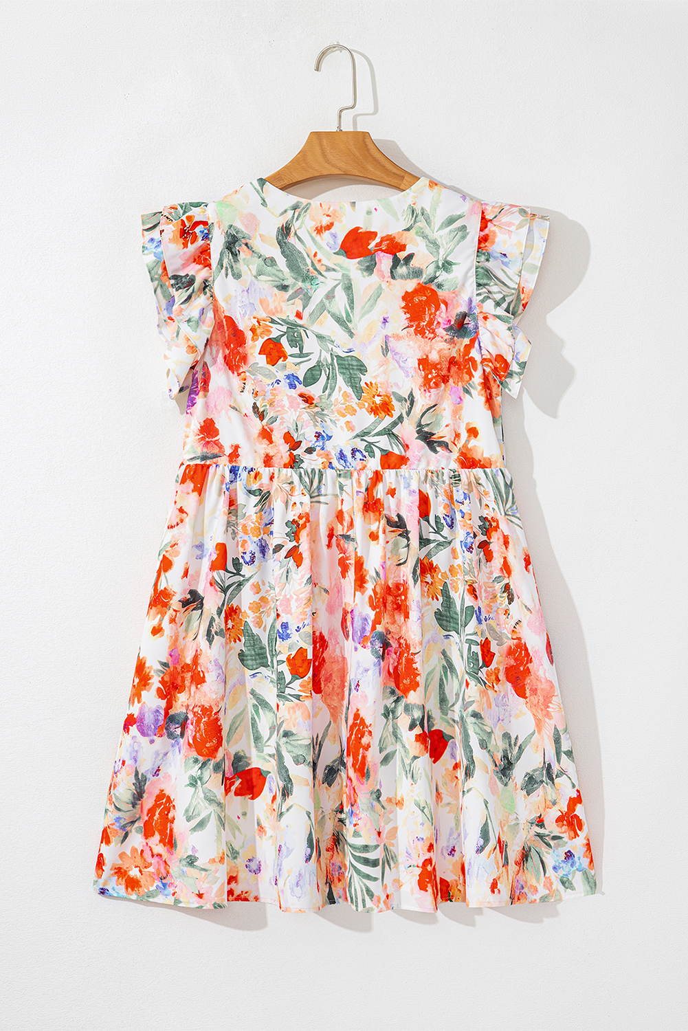 Charming Floral Mini Dress with Ruffle Sleeves and Empire Waist for a Slimming Effect - Detail View 18 Charming Floral Mini Dress with Ruffle Sleeves and Empire Waist for a Slimming Effect - Detail View 18