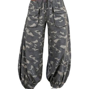 Women's Camo Joggers – Casual High Waist Balloon Pants - Main View