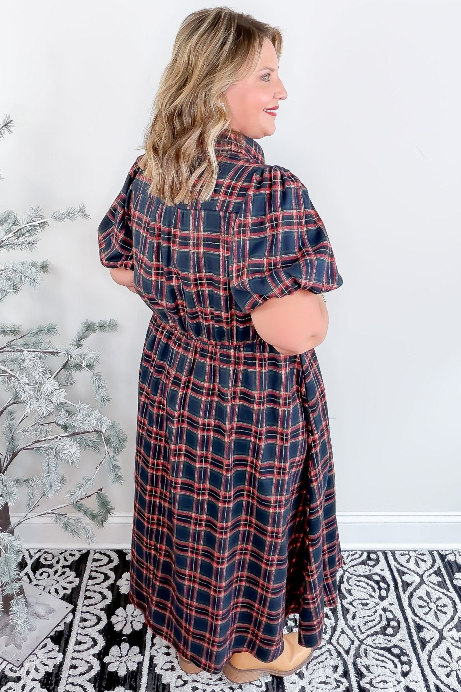 Check Pattern Maxi Dress, Flowy A Line Belted Summer Outfit - Detail View 6 Check Pattern Maxi Dress, Flowy A Line Belted Summer Outfit - Detail View 6