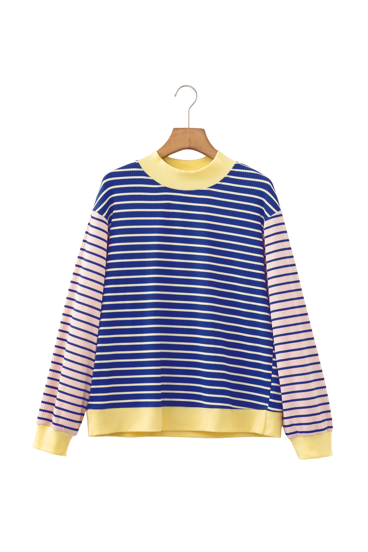 Women's Striped Pullover Top, Casual Long Sleeve Colorblock - Detail View 7 Women's Striped Pullover Top, Casual Long Sleeve Colorblock - Detail View 7