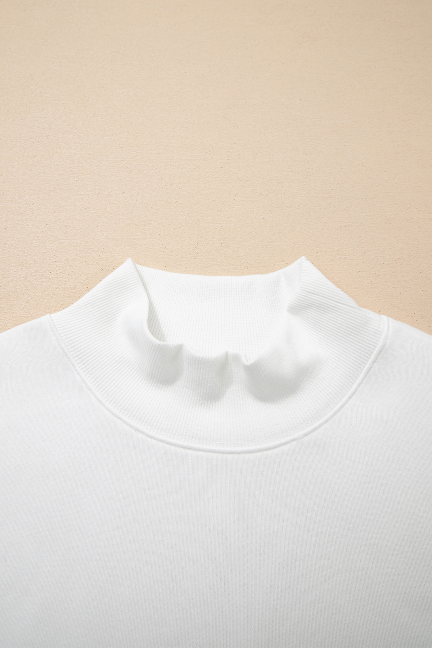 Women's White Mock Neck Cap Sleeve Top – Loose Fit, Soft Polyester Cotton Blend for Casual Summer Wear - Detail View 7 Women's White Mock Neck Cap Sleeve Top – Loose Fit, Soft Polyester Cotton Blend for Casual Summer Wear - Detail View 7