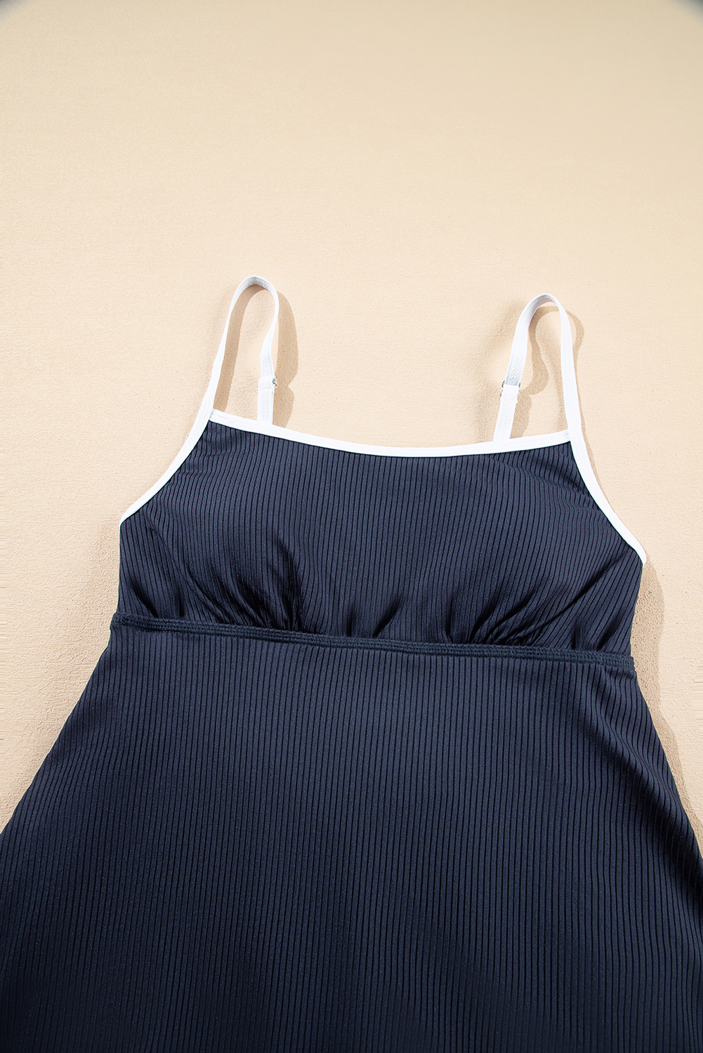 Active Women's Navy Blue Color Block Swim Dress – High Waist Padded Style for Pool Days - Detail View 11 Active Women's Navy Blue Color Block Swim Dress – High Waist Padded Style for Pool Days - Detail View 11
