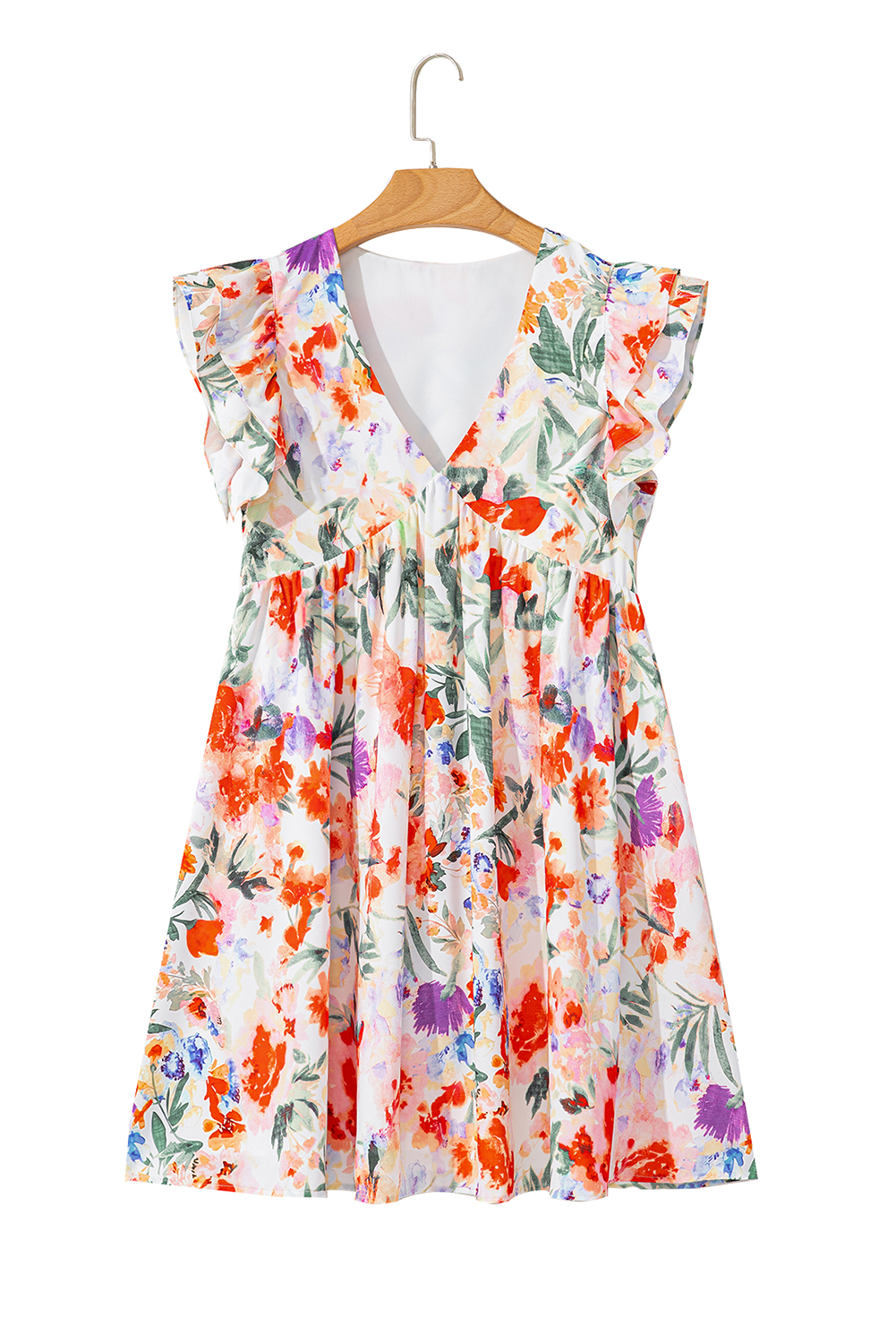 Charming Floral Mini Dress with Ruffle Sleeves and Empire Waist for a Slimming Effect - Detail View 26 Charming Floral Mini Dress with Ruffle Sleeves and Empire Waist for a Slimming Effect - Detail View 26