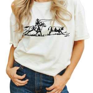 Women's White Western Rodeo Graphic T-Shirt – Casual Crew Neck Tee - Main View