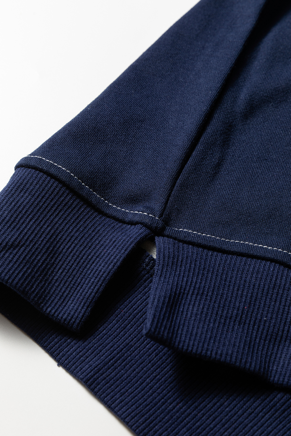 Women's Blue Stripe Color Block Plus Size Sweatshirt – Casual Long Sleeve Round Neck for Daily Wear - Detail View 7 Women's Blue Stripe Color Block Plus Size Sweatshirt – Casual Long Sleeve Round Neck for Daily Wear - Detail View 7