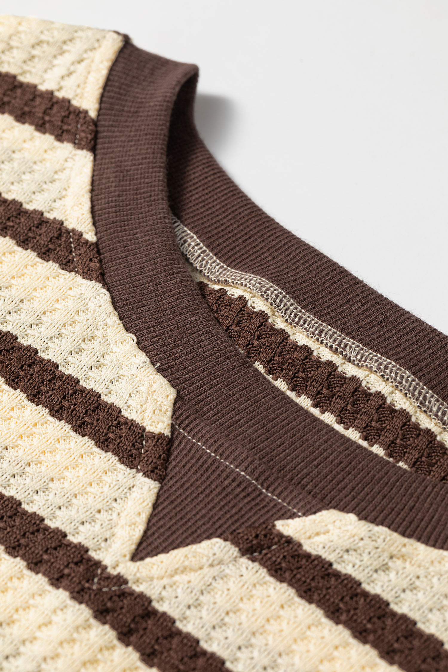 Women's Striped Sweatshirt, Casual Waffle Knit Long Sleeve - Detail View 16 Women's Striped Sweatshirt, Casual Waffle Knit Long Sleeve - Detail View 16