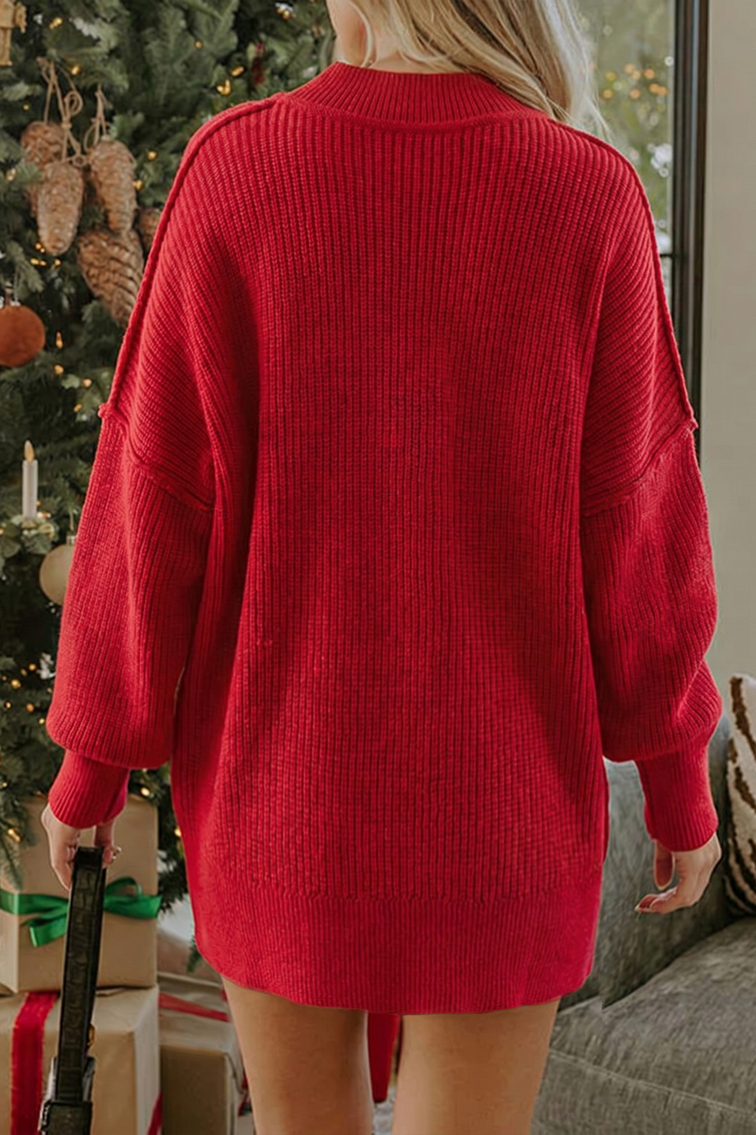 Women's Ribbed Knit Stand Neck Sweater – Casual Fall Pullover - Detail View 13 Women's Ribbed Knit Stand Neck Sweater – Casual Fall Pullover - Detail View 13